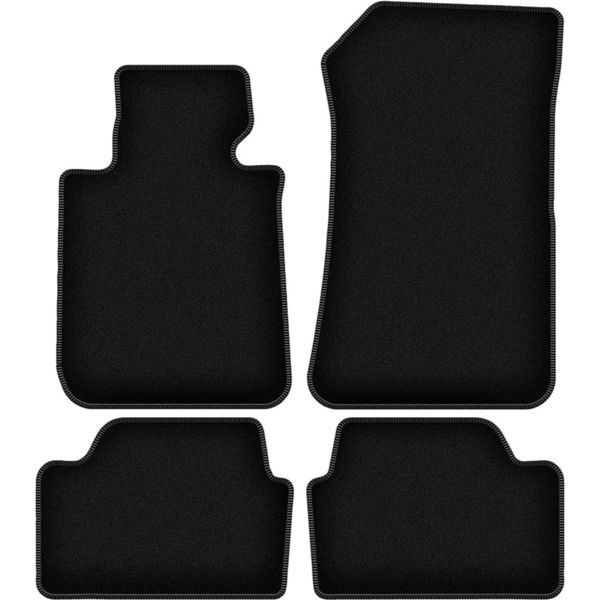 Tappetini In Velluto Per Bmw 1 F20 (2011-2019, Hatchback) Neri, Set 4 Pz, Con Fissaggi-image