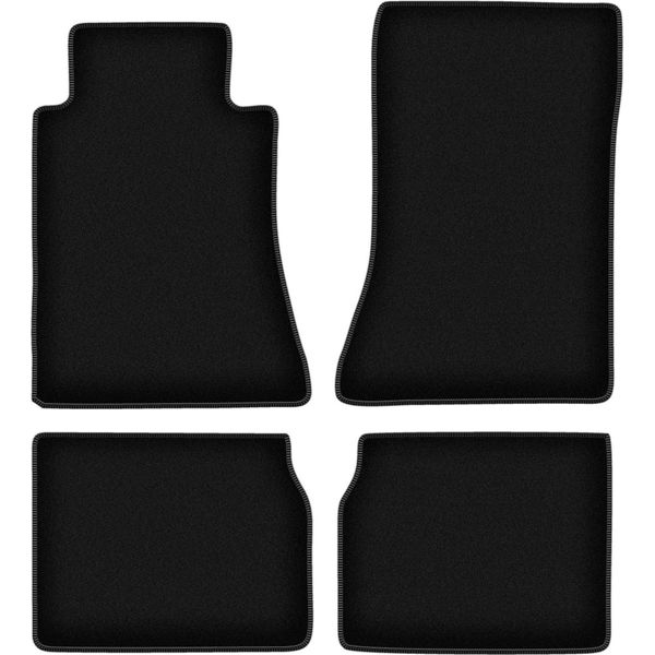Tappetini In Velluto Per Mercedes E W124 (1984-1997, Berlina, Station Wagon) Neri, Set 4 Pz, Con Fissaggi-image