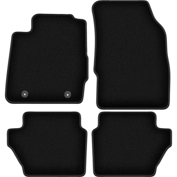 Tappetini In Velluto Per Ford Fiesta MK7 (2008-2011, Hatchback) Neri, Set 4 Pz, Con Fissaggi-image