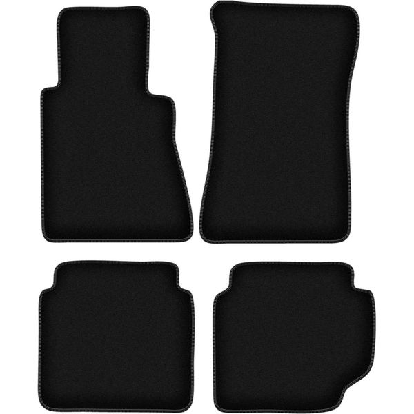 Tappetini In Velluto Per Mercedes W123 (1975-1986, Berlina, Station Wagon) Neri, Set 4 Pz, Con Fissaggi-image