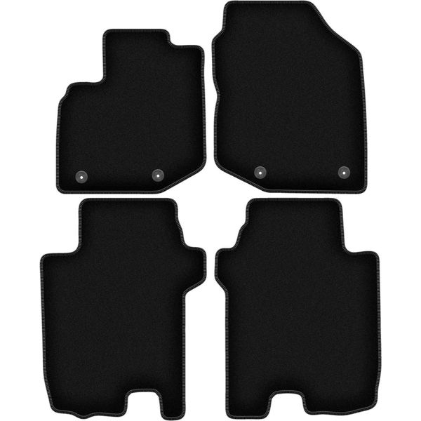 Tappetini In Velluto Per Honda Jazz Iii (2011-2014, Hatchback) Neri, Set 4 Pz, Con Fissaggi-image