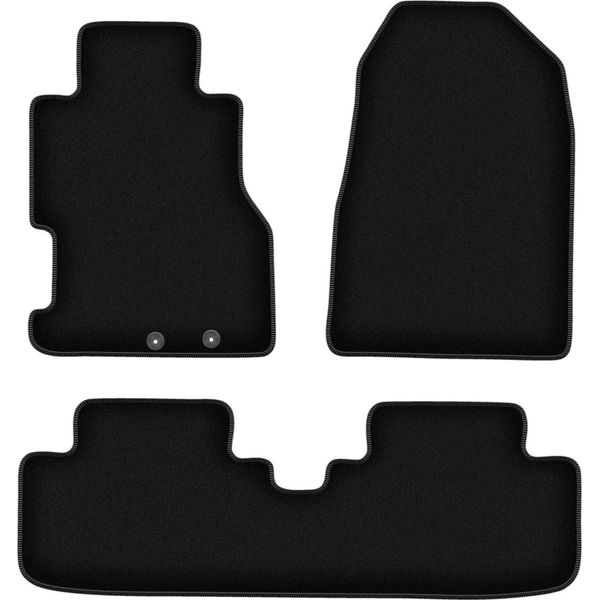 Tappetini In Velluto Per Honda Civic Vii (2001-2005, Hatchback A 3 Porte, Coupé) Neri, Set 4 Pz, Con Fissaggi-image