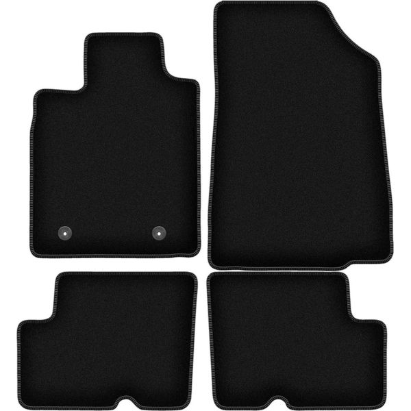 Tappetini In Velluto Per Dacia Logan Ii (2012-, Berlina, Station Wagon) Neri, Set 4 Pz, Con Fissaggi-image