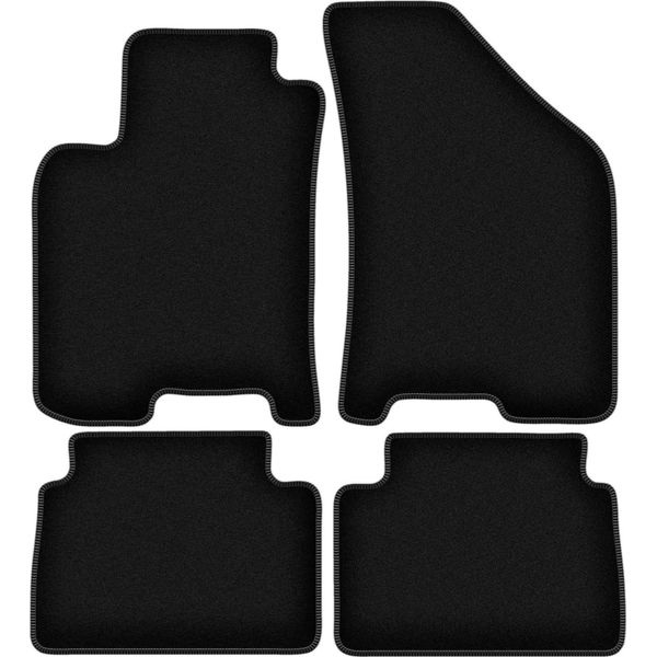 Tappetini In Velluto Per Daewoo Nubira (1997-2012, Berlina, Station Wagon) Neri, Set 4 Pz, Con Fissaggi-image