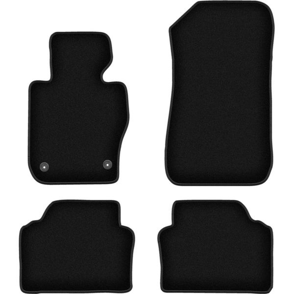 Tappetini In Velluto Per Bmw 3 E90 Xdrive (2004-2011, Berlina) Neri, Set 4 Pz, Con Fissaggi-image