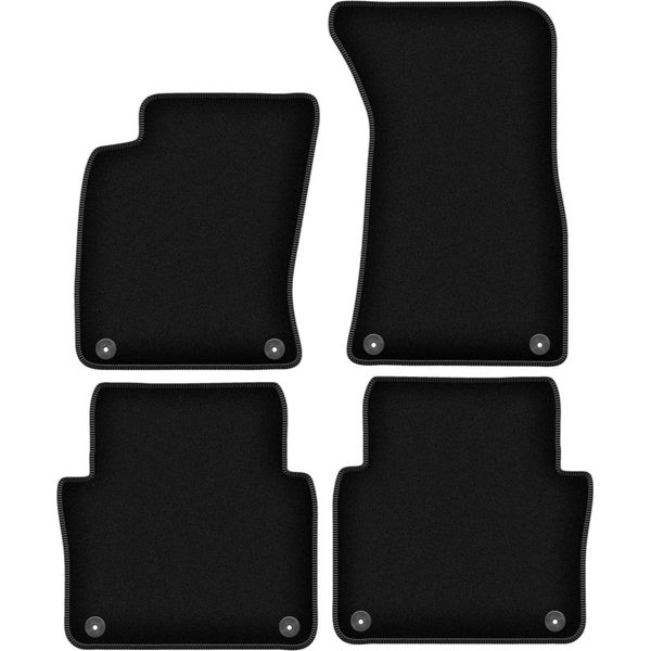 Tappetini In Velluto Per Audi A8 D3 (2002-2009, Berlina) Neri, Set 4 Pz, Con Fissaggi-image