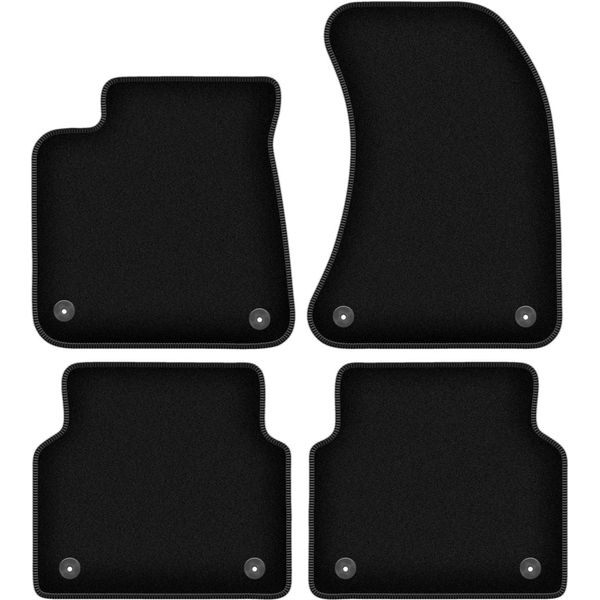 Tappetini In Velluto Per Audi A8 D4 (2009-2017, Berlina) Neri, Set 4 Pz, Con Fissaggi-image