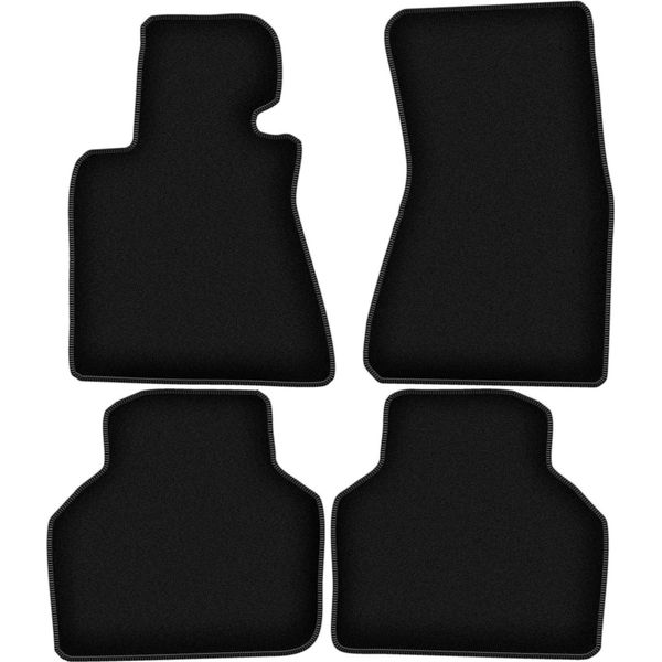 Tappetini In Velluto Per Bmw 7 E66 (2001-2008, Berlina Lunga) Neri, Set 4 Pz, Con Fissaggi-image