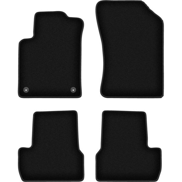 Tappetini In Velluto Per Citroen DS3 (2009-2016, Hatchback) Neri, Set 4 Pz, Con Fissaggi-image