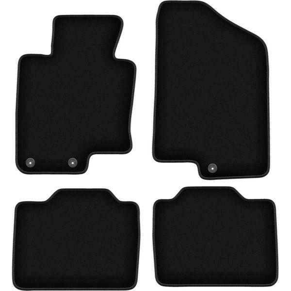 Tappetini In Velluto Per Kia Optima Iii Tf (2010-2015, Berlina) Neri, Set 4 Pz, Con Fissaggi-image