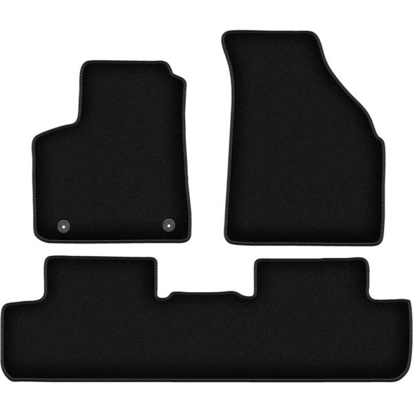Tappetini In Velluto Per Chevrolet Tacuma (2000-2011, Minivan) Neri, Set 3 Pz, Con Fissaggi-image