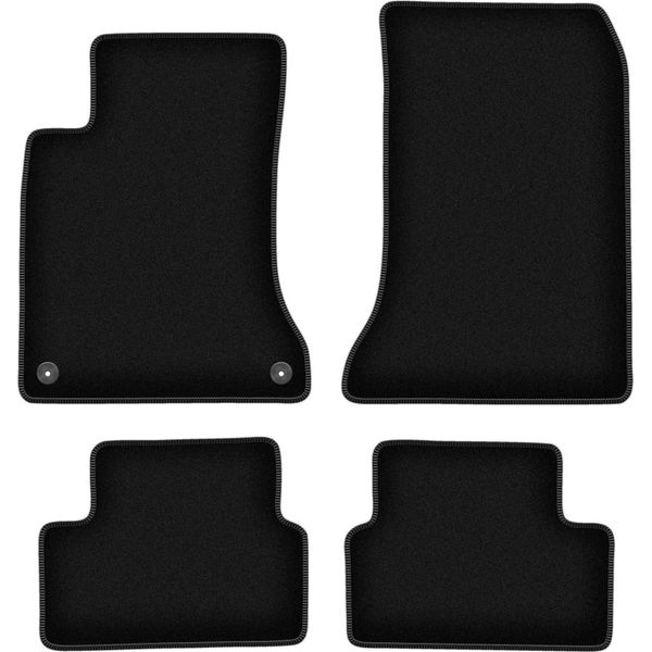 Tappetini In Velluto Per Mercedes Cla C117 (2013-2019, Berlina) Neri, Set 4 Pz, Con Fissaggi-image