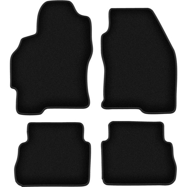 Tappetini In Velluto Per Ford Mondeo MK2 (1996-2000, Station Wagon, Berlina, Liftback, Hatchback) Neri, Set 4 Pz, Con Fissaggi-image