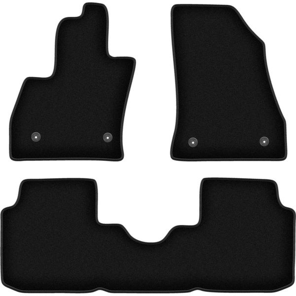 Tappetini In Velluto Per Fiat 500L (2012-, Minivan) Neri, Set 3 Pz, Con Fissaggi-image