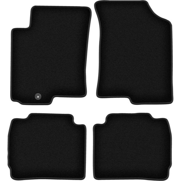 Tappetini In Velluto Per Hyundai Accent Mc (2005-2011, Hatchback, Berlina) Neri, Set 4 Pz, Con Fissaggi-image
