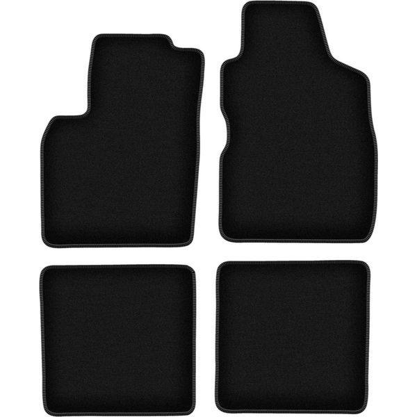 Tappetini In Velluto Per Fiat Panda Ii (2002-2010, Hatchback) Neri, Set 4 Pz, Con Fissaggi-image