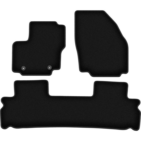 Tappetini In Velluto Per Ford Galaxy MK2 (2006-2012, Minivan) Neri, Set 3 Pz, Con Fissaggi-image