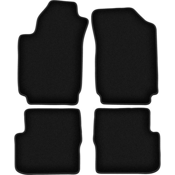 Tappetini In Velluto Per Fiat Stilo (2000-2008, Hatchback, Station Wagon) Neri, Set 4 Pz, Con Fissaggi-image