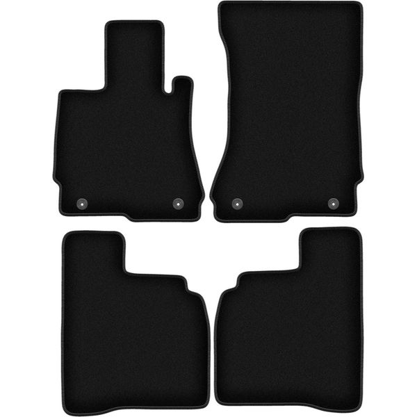 Tappetini In Velluto Per Mercedes W221 (2005-2013, Classe S Berlina Lunga) Neri, Set 4 Pz, Con Fissaggi-image