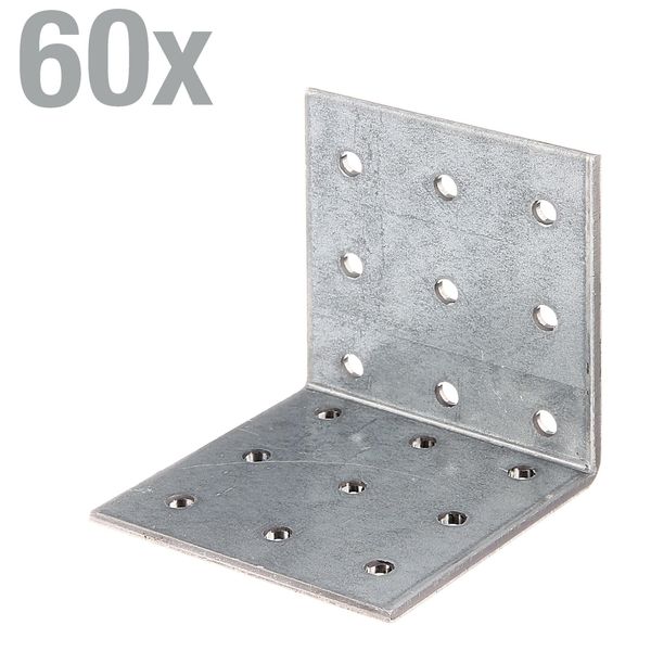 Alberts 846640 Staffa In Lamiera Forata, Zincata Sendzimir, 60 X 60 X 60 Mm, Set Da 60-image