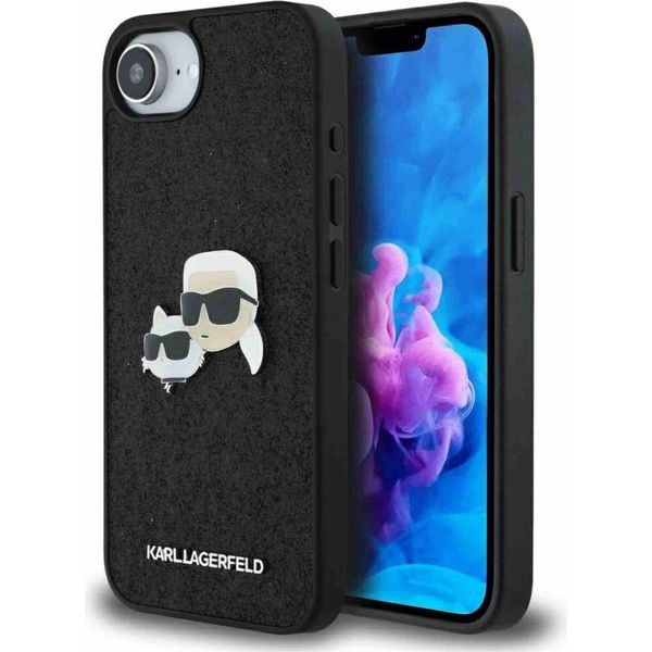 Custodia Karl Lagerfeld Glitter Fisso Karl&Choupette Teste Pin Metallo Do Iphone 16E Czarny-image