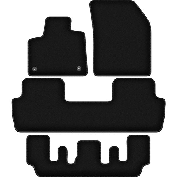 Tappetini In Velluto Per Peugeot 5008 Ii Gt Line (2017-2020, 7 Posti) Neri, Set 5 Pz, Con Fissaggi-image