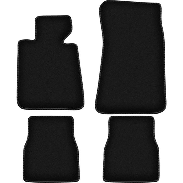 Tappetini In Velluto Per Bmw 3 E30 (1982-1994, Coupé) Neri, Set 4 Pz, Con Fissaggi-image