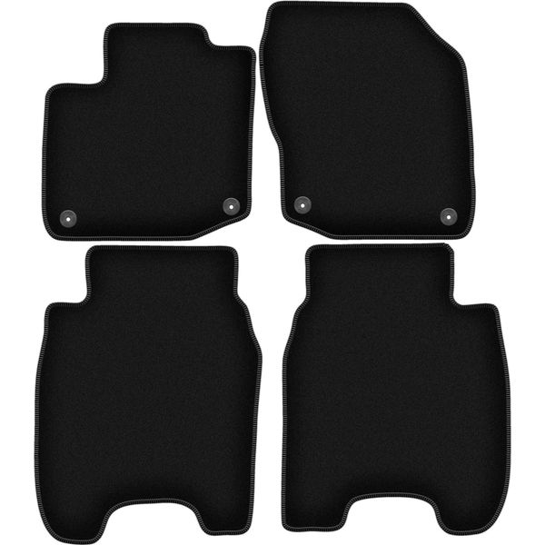 Tappetini In Velluto Per Honda Civic Ix (2011-2016, Station Wagon (39 Cm)) Neri, Set 4 Pz, Con Fissaggi-image
