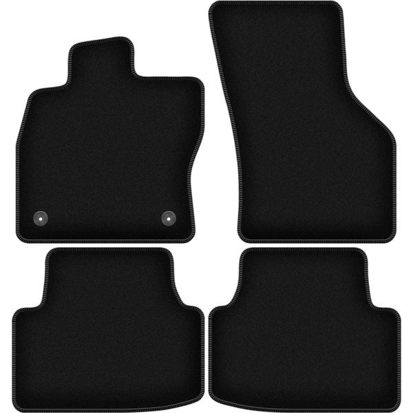 Tappetini In Velluto Per Cupra Leon Kl (2020-2024, 5D, Sportstourer (35 Cm)) Neri, Set 4 Pz, Con Fissaggi-image
