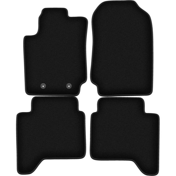 Tappetini In Velluto Per Ford Ranger MK5 Fl (2015-2022, Pickup) Neri, Set 4 Pz, Con Fissaggi-image