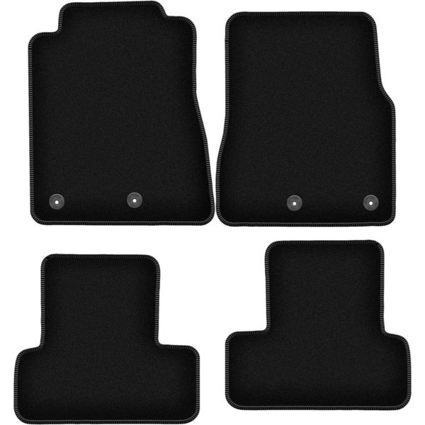 Tappetini In Velluto Per Ford Mustang MK5 Fl (2011-2014, Coupé) Neri, Set 4 Pz, Con Fissaggi-image