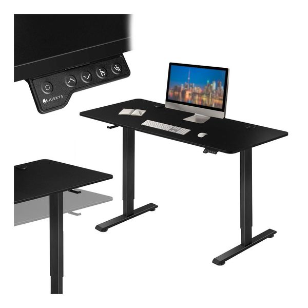 Juskys HöHenverstellbarer Schreibtisch Office Stand 140X60Cm - Elektrisch, Memory-Funktion - Schwarz-image