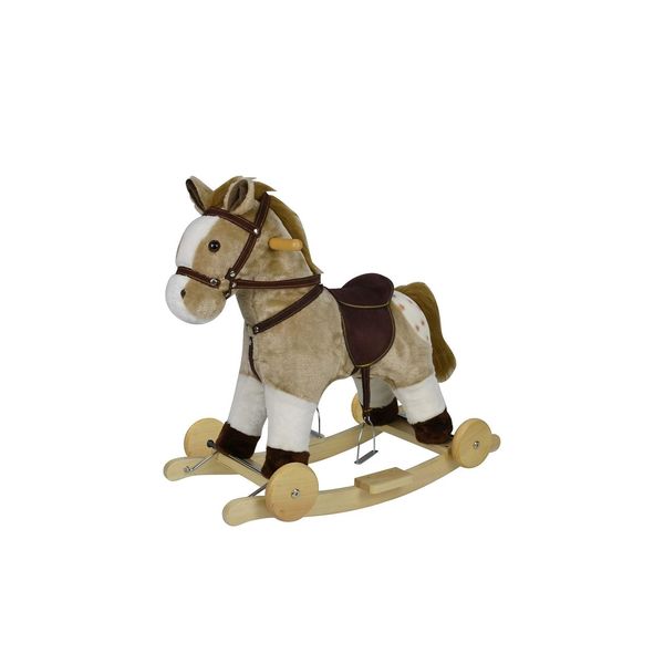 Chipolino Schaukelpferd Sound, Mit RäDer, SattelföRmiger Sitz, Holzgriffe PlüSch Braun-image