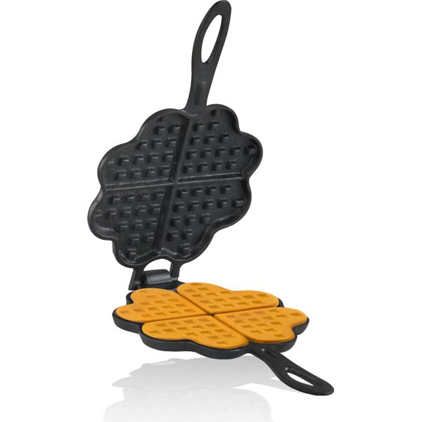 Bbq-Toro Piastra Per Waffle A Forma Di Cuore, Macchina Per Waffle, Doppio Stampo Per Waffle A Forma Di Cuore In Ghisa, Nero-image