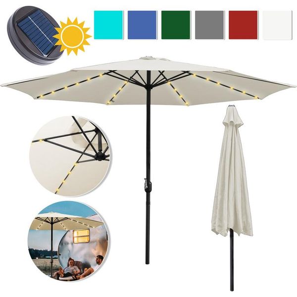 Einfeben 3,5M Ombrellone Da Giardino Ombrellone Da Balcone UV40+ Idrorepellente Da Giardino Con Led Solare, Beige, 3,5M-image
