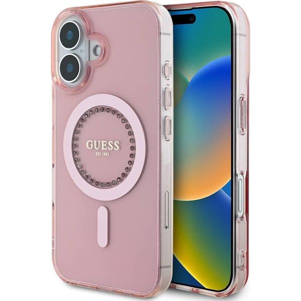 Guess Guhmp16Spftdtep Iphone 16 6.1 RóżOwy/Pink Hardcase Iml Strass Magsafe-image