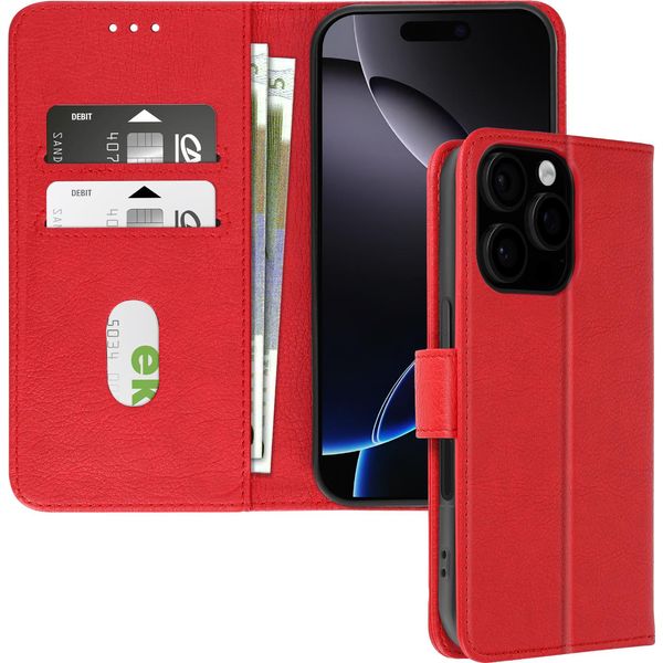 Avizar, Custodia In Ecopelle Con Funzione Di Supporto Per Apple Iphone 16 Pro, Rosso-image