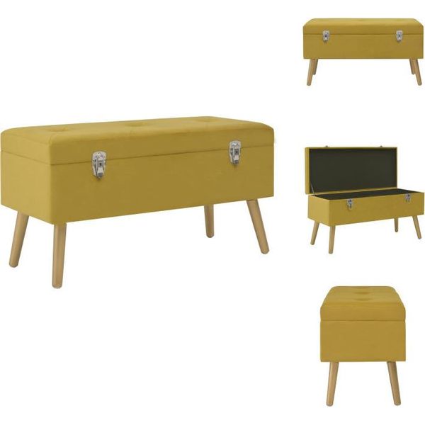 Vidaxl Panca Con Vano Portaoggetti 80 Cm In Velluto Giallo Senape - Panche Per Il Corridoio E Per La Sala-image