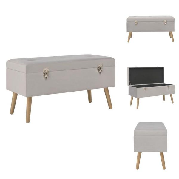 Vidaxl Panca Con Vano Portaoggetti 80 Cm In Velluto Grigio - Panche Da Sala E Da Petto-image