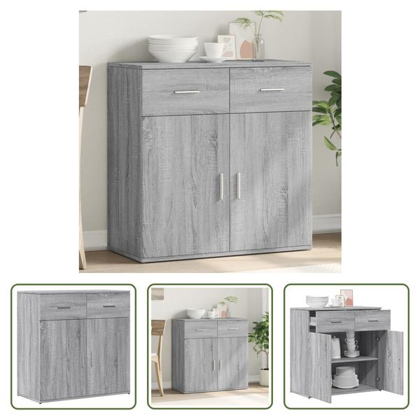 The Living Store Credenza Grey Sonoma 79X38X80 Cm Materiale Legno-image