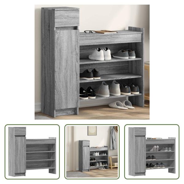 The Living Store Scarpiera Grey Sonoma 100,5X28X100 Cm Materiale In Legno-image