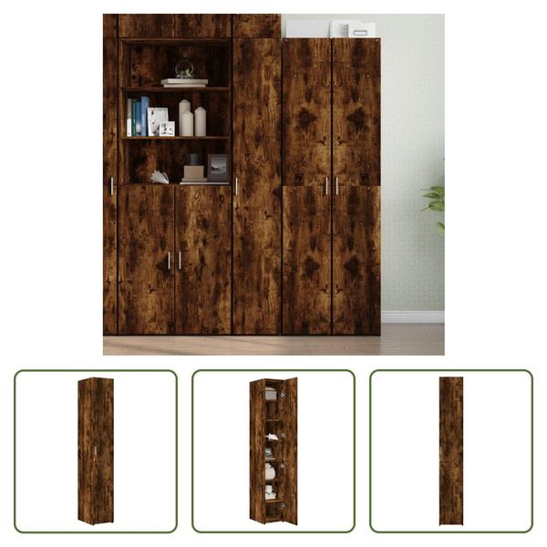 The Living Store Credenza In Rovere Fumé 30X42,5X185 Cm Materiale In Legno-image