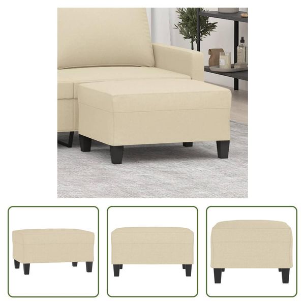 The Living Store Poggiapiedi Crema 70X55X41 Cm In Tessuto-image
