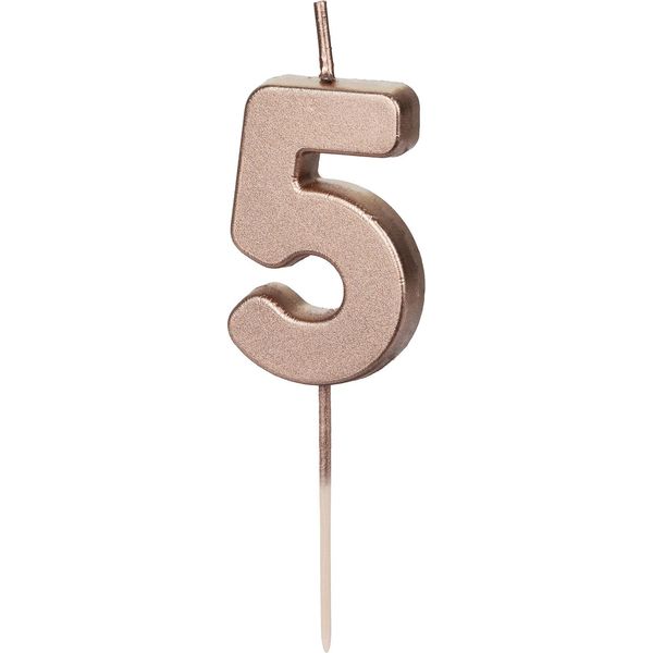 Candela Di Compleanno Numero 5 Candela Numero 4,5 Cm Oro Rosa-image