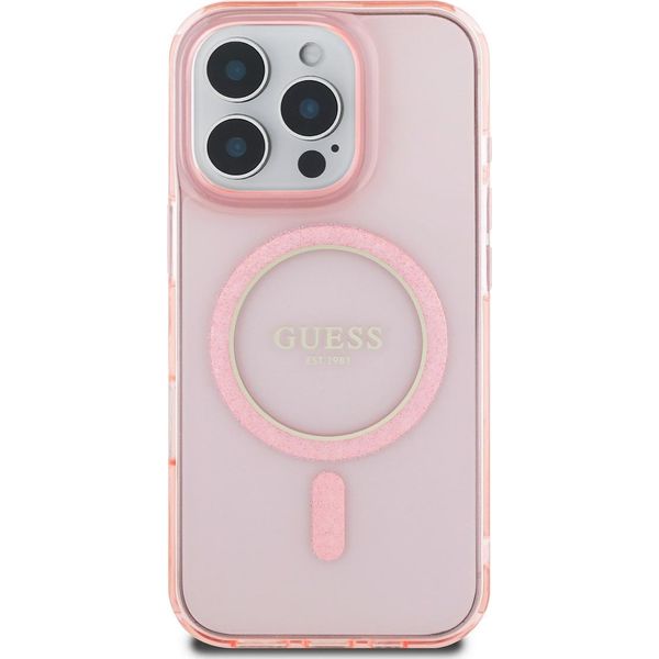 Guess GUHMP16XHFGEREP Custodia Protettiva Per Iphone 16 Pro Max 6,9" Rosa/Rosa Hardcase Iml Glitter Circle Magsafe"-image