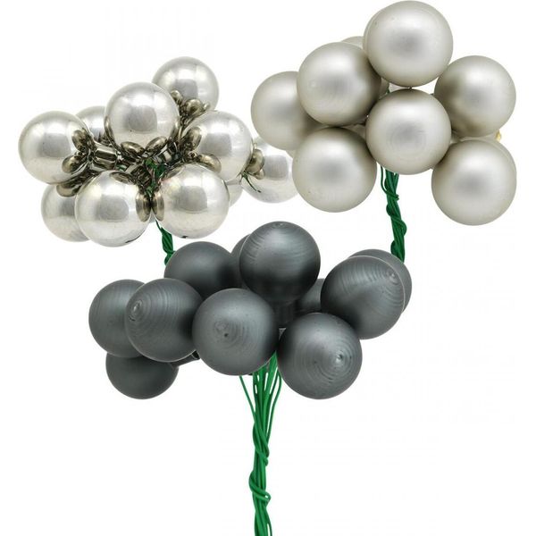 Mini Baubles Natalizi Antracite E Argento Lucido Opaco Bacche A Specchio 2Cm Set Di 140 Per Decorazioni Festive-image