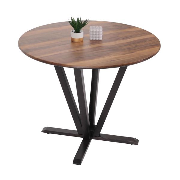 Bistrotisch MCW-M56, Tisch Esstisch, Massiv-Holz Hpl Laminat Melamin Ø92Cm, Sheesham Holz-Optik, Dunkles Gestell-image