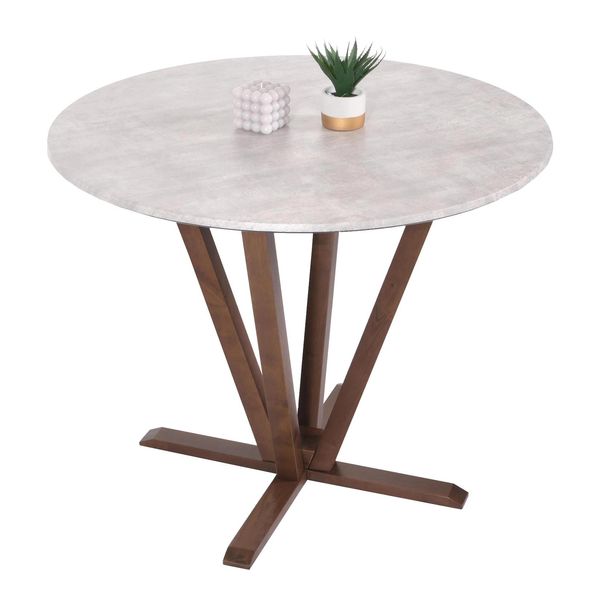 Bistrotisch MCW-M56, Tisch Esstisch, Massiv-Holz Hpl Laminat Melamin Ø92Cm, Beton-Optik, Braunes Gestell-image
