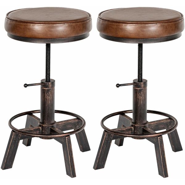 Clp 2Er Set Sitzhocker Destin Mit Kunstlederbezug I Hocker Im Industrial Design I Gepolstert Und HöHenverstellbar-image