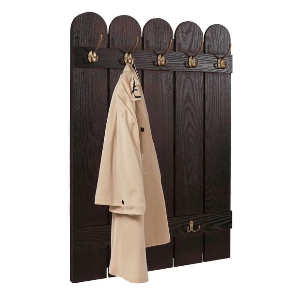 Wandgarderobe MCW-N95, Garderobe Garderobenpaneel, Paulownia 7 Haken 86X60Cm ~ Braun-image